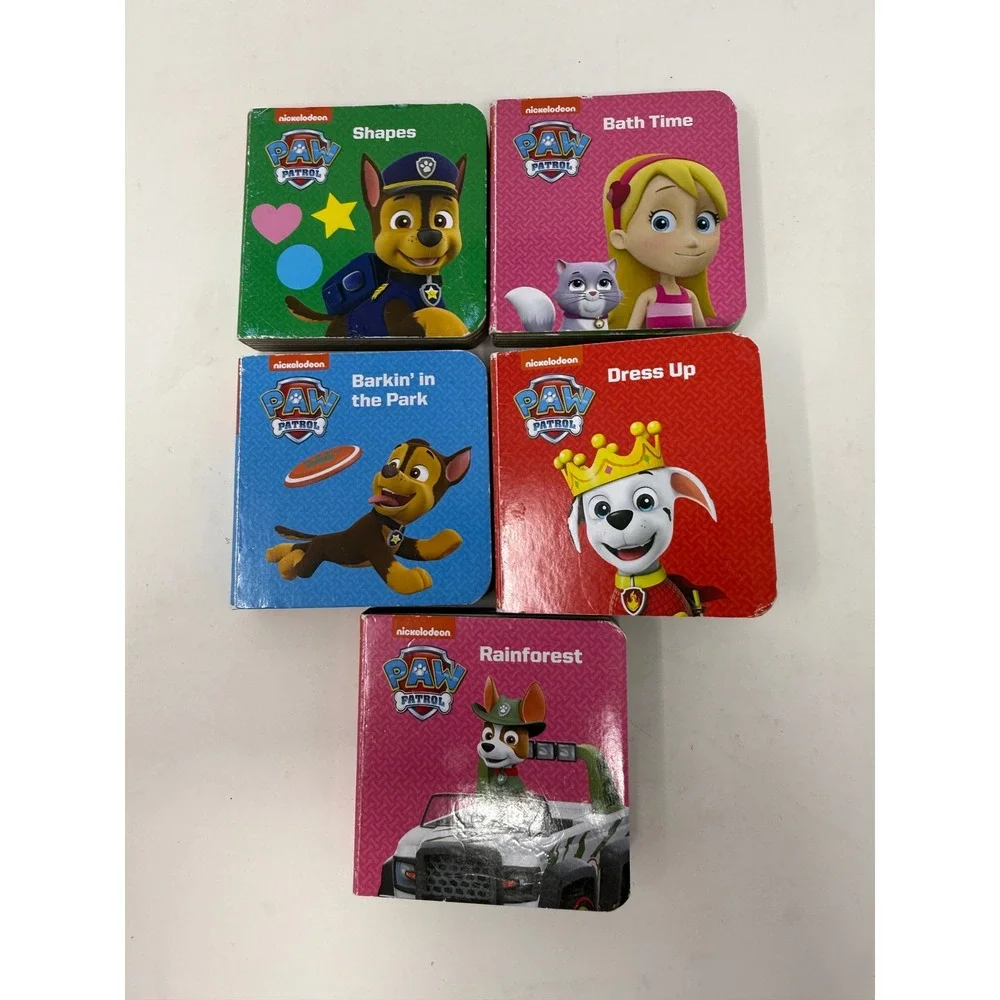 Paw Patrol Nickelodeon PI Kids Board Book Set 5 Books Shapes Bath Time Dress Up